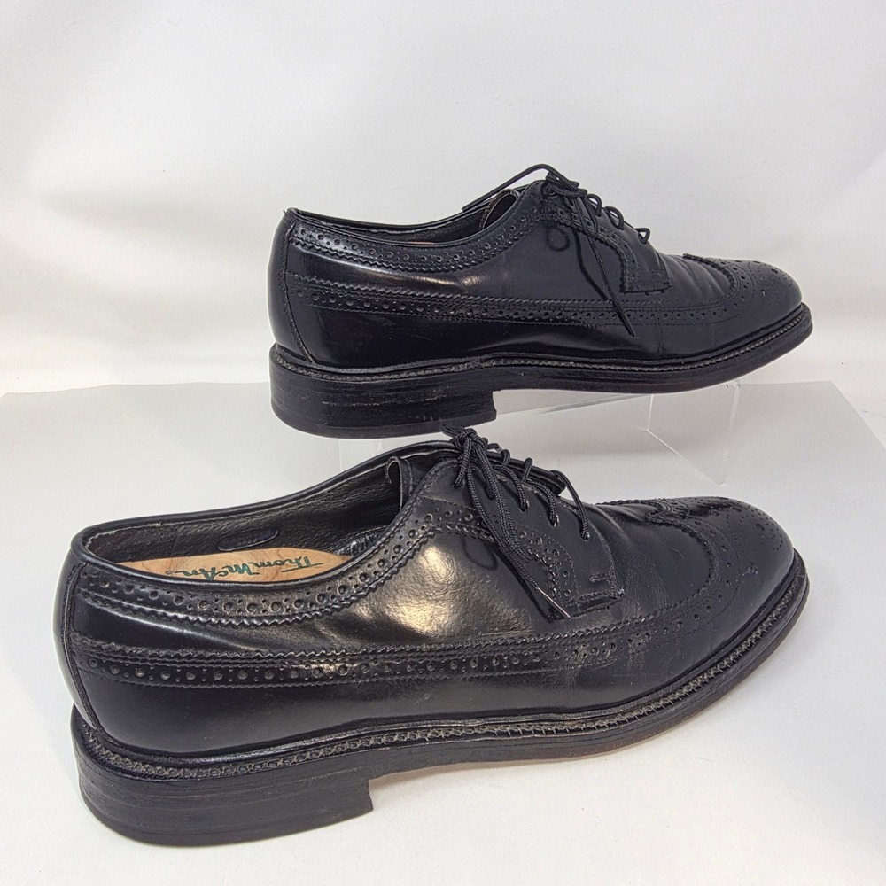 Hanover Wingtip Oxford Shoes Mens 9 D/B MasterFlex Black Leather Brogue USA Good